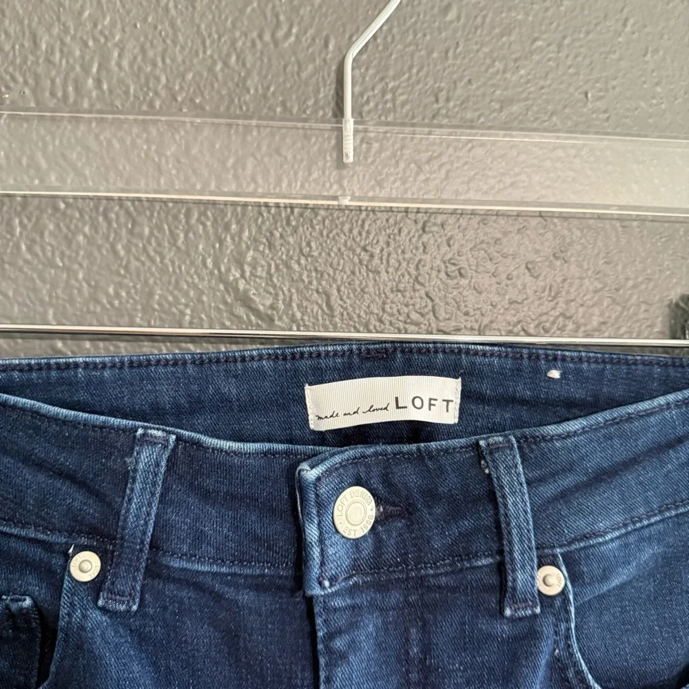 LOFT Dark Blue High-Rise Flare Jeans - Picture 4 of 7